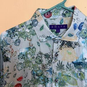 Kolte Men's Floral cotton Button Front dress Shirt Size large